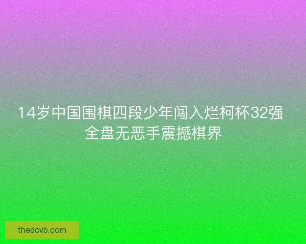 14岁中国围棋四段少年闯入烂柯杯32强 全盘无恶手震撼棋界
