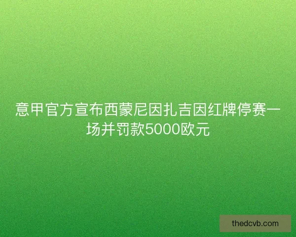 意甲官方宣布西蒙尼因扎吉因红牌停赛一场并罚款5000欧元