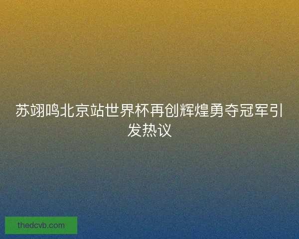 苏翊鸣北京站世界杯再创辉煌勇夺冠军引发热议 苏翊鸣北京站世界杯再创辉煌勇夺冠军引发热议