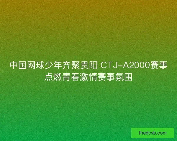 中国网球少年齐聚贵阳 CTJ-A2000赛事点燃青春激情赛事氛围